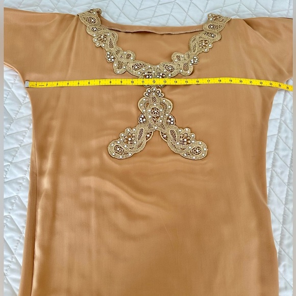 Luxury Silk Mini Tunic Dress with Crystals and gold embroidery , Handmade S-M - Picture 8 of 17